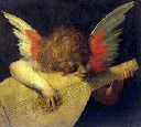 Picture of cherub playing lute